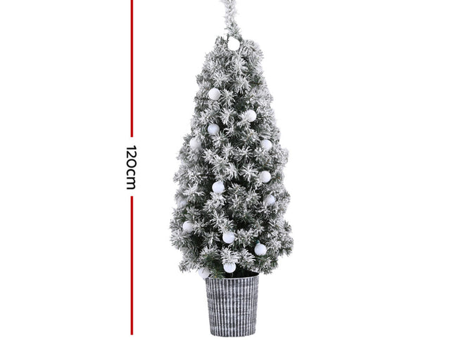 Jingle Jollys Christmas Tree 1.2M Potted Snowy Xmas Tree