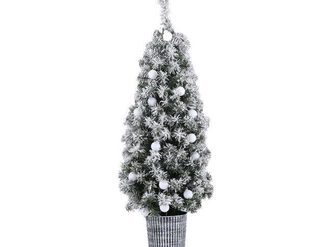 Jingle Jollys Christmas Tree 1.2M Potted Snowy Xmas Tree