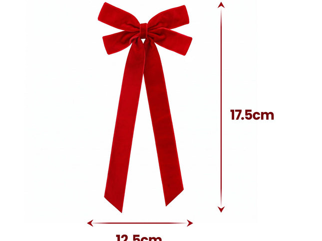 Jingle Jollys 12Pcs Red Velvet Christmas Bows Tree Decorations Xmas Decor