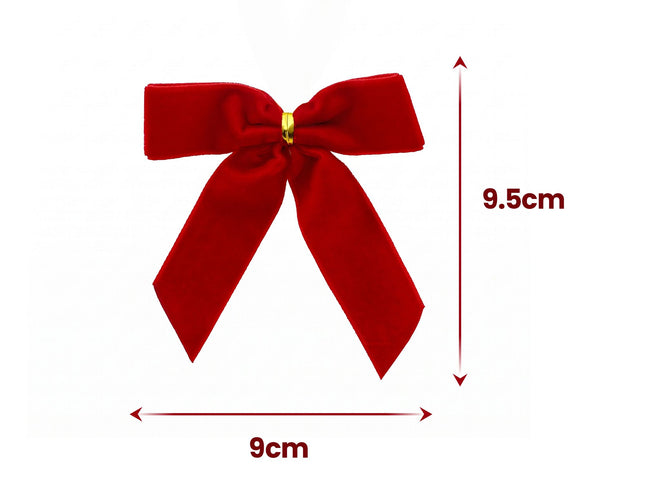Jingle Jollys 24Pcs Red Velvet Christmas Bows Tree Decorations Xmas Decor