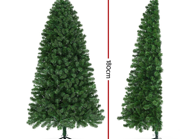 Jingle Jollys Christmas Tree 1.8M LED Corner Xmas Tree Half 8 Modes Multi-color