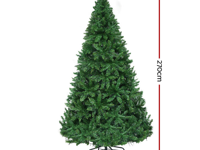 Jingle Jollys Christmas Tree 2.7m Xmas Tree Decorations 1800 LEDs 1831 Tips 8 Light Modes