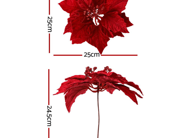 Jingle Jollys 14Pcs Christmas Tree Flowers Set Xmas Garland Wreath Ornaments Red