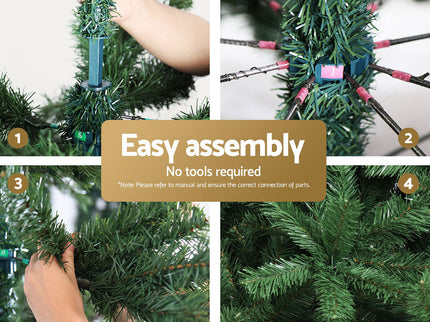 Jingle Jollys Christmas Tree 2.4M Xmas Tree Decorations Green 1500 Tips