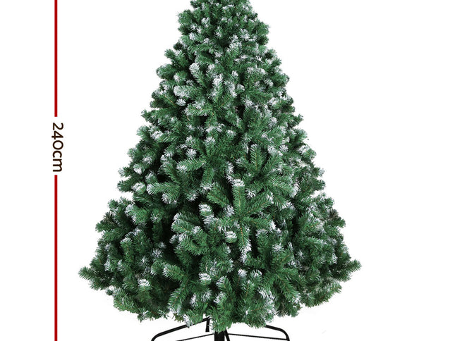 Jingle Jollys Christmas Tree 2.4M Xmas Trees Decorations Snowy 1500 Tips