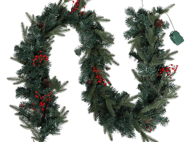 Jingle Jollys 2.4m Christmas Garland with LED Lights Decorations Xmas Party