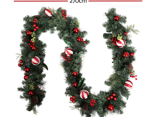 Jingle Jollys 2.7m Christmas Garland with Decorations Xmas Wedding Party