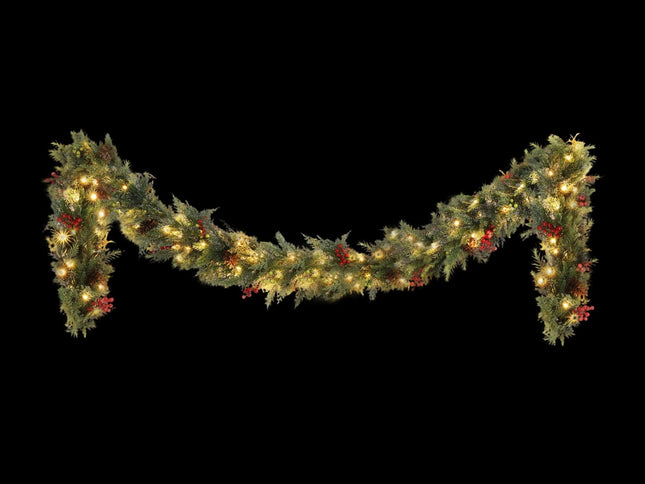 Jingle Jollys 3M Christmas Garland Pre-lit LED with Pine Cones Xmas Decor Green