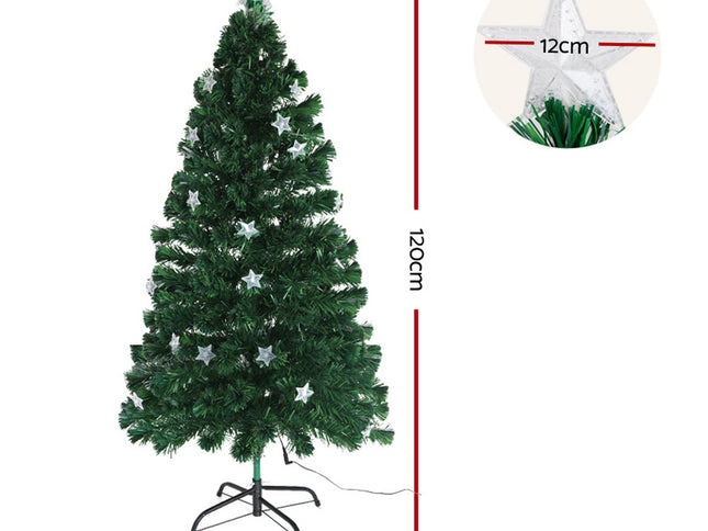 Jingle Jollys 1.2m Christmas Tree Optic Fibre LED Xmas tree Multi Colour
