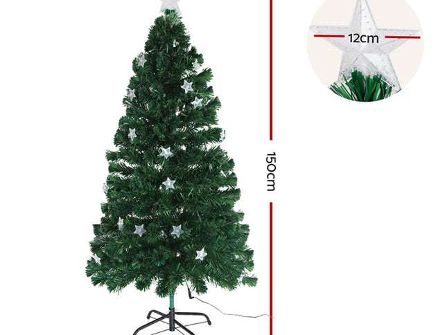 Jingle Jollys 1.5m Christmas Tree Optic Fibre LED Xmas tree Multi Colour