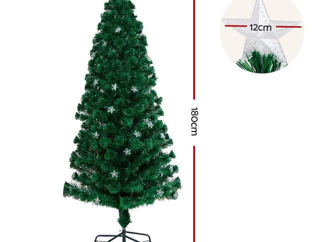 Jingle Jollys 1.8m Christmas Tree Optic Fibre LED Xmas tree Multi Colour
