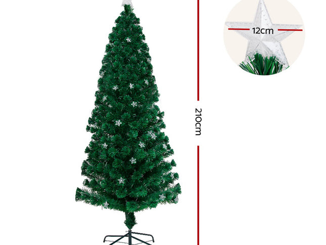Jingle Jollys 2.1m Christmas Tree Optic Fibre LED Xmas tree Multi Colour