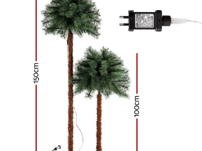 Jingle Jollys Christmas Tree 1.5+1m LED Xmas Palm Tree Party Decorations 2 in 1