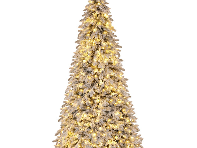 Jingle Jollys Christmas Tree 2.1m Flocking Pencil Tree LED Xmas 860 Tips White