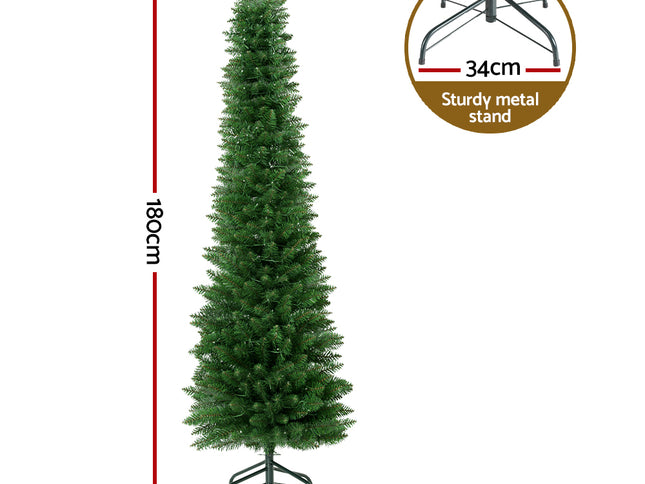 Jingle Jollys Christmas Tree 1.8m Pre-Lit 200 LED Lights Xmas Tree Decorations