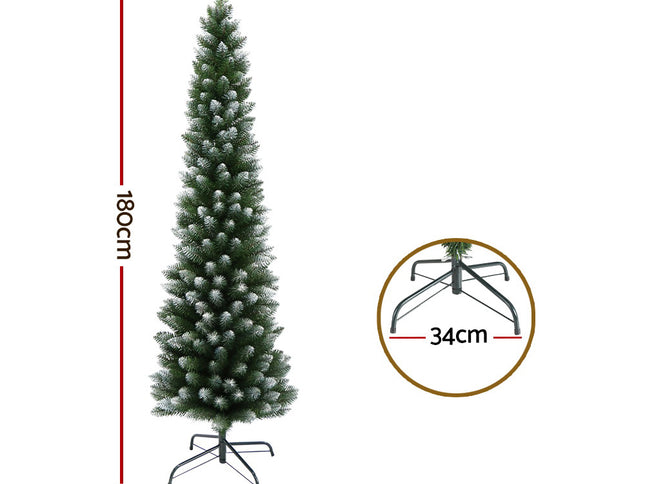 Jingle Jollys Christmas Tree 1.8m Xmas Tree Decorations Snowy 300 Tips