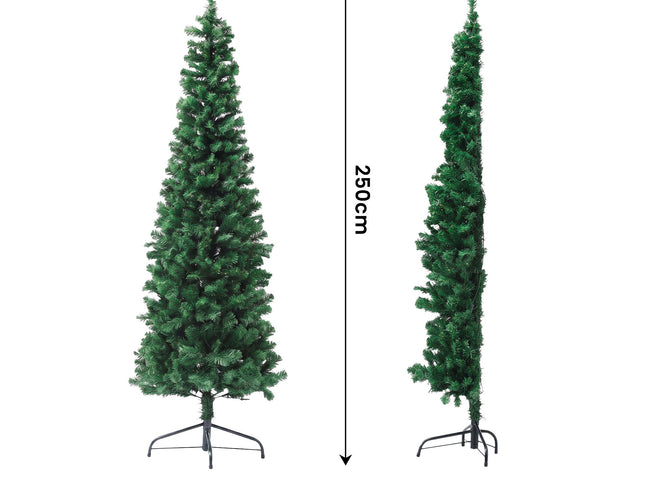 Jingle Jollys 2.4m Pre-Lit Christmas Tree Slim Pencil Xmas Tree Corner Tree