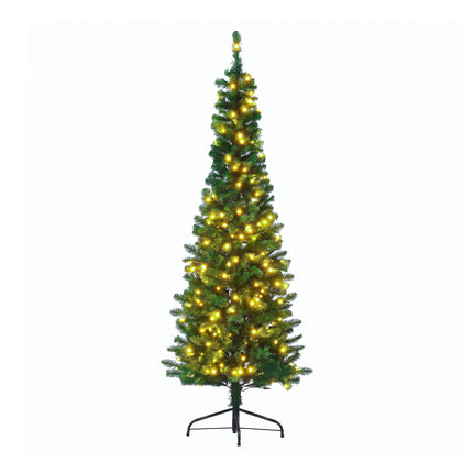 Jingle Jollys 2.4m Pre-Lit Christmas Tree Slim Pencil Xmas Tree Corner Tree