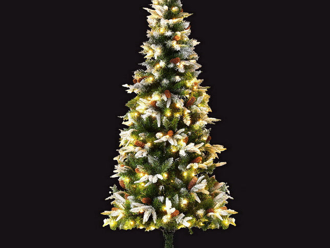 Jingle Jollys Christmas Tree 190cm Pine Cones LED Flocking Xmas Tree 680 Tips