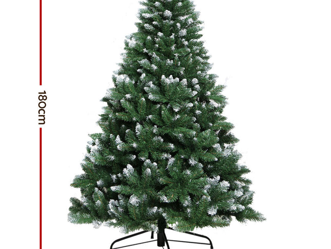 Jingle Jollys Christmas Tree 1.8m Snowy Xmas Tree Decoration 650 Tips
