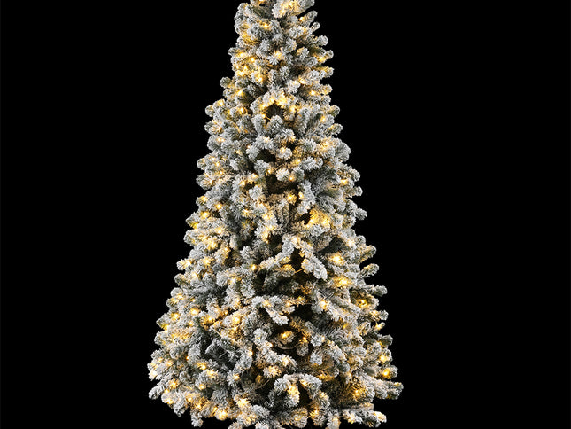 Jingle Jollys Christmas Tree 1.8m Snow Flocked LED Xmas Decoration 8 Light Modes