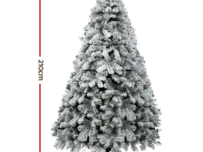 Jingle Jollys Christmas Tree 2.1m Snow Flocked Xmas Tree Decorations 780 Tips