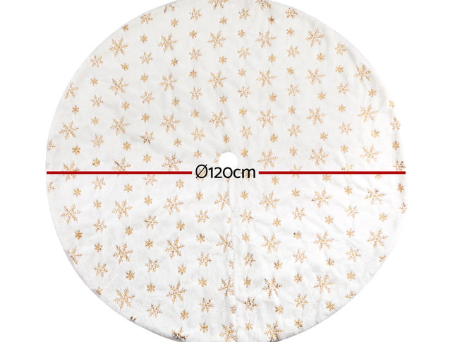 Jingle Jollys Christmas Tree Skirt 120cm Snowflake Ornaments Xmas Decorations