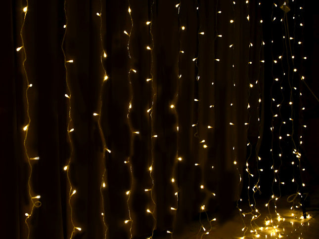 3X6M Christmas Lights Curtain Light Warm White 600 LED Jingle Jollys