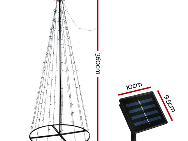 3.6M Christmas Tree LED Solar Warm Jingle Jollys