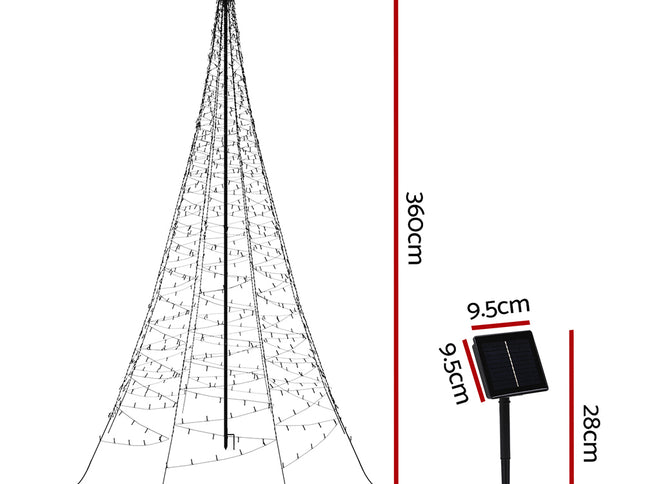 3.6M Christmas Tree 800 LED Solar Net Lights Jingle Jollys