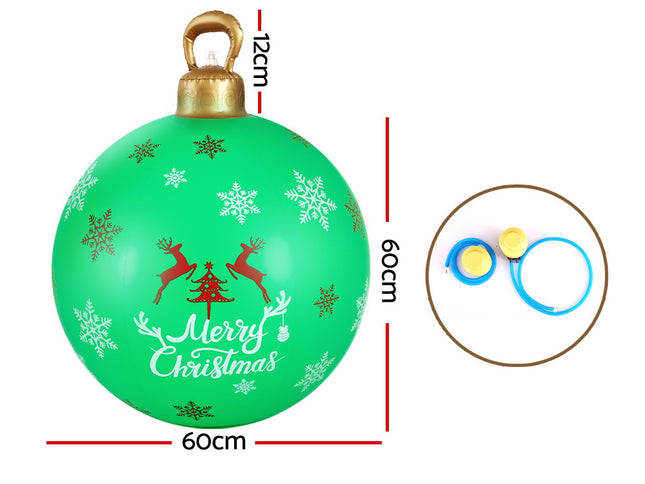 Jingle Jollys Christmas Inflatable Ball Bauble 60cm Outdoor Decoration Green