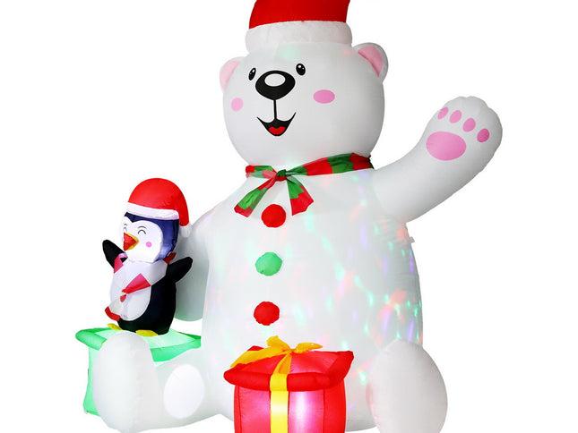 Jingle Jollys Christmas Inflatable Bear 1.8M Height LED Outdoor Decorations Illuminated