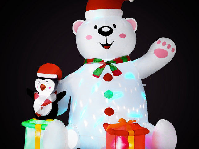 Jingle Jollys Christmas Inflatable Bear 1.8M Height LED Outdoor Decorations Illuminated