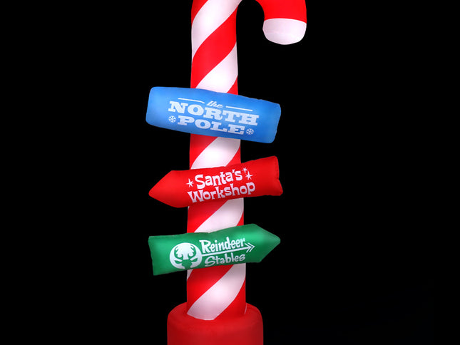 Jingle Jollys Christmas Inflatable Candy Pole 2.4M Illuminated Decorations