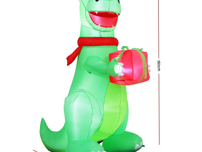 Jingle Jollys Christmas Inflatable Dinosaur 1.8M Height LED Decorations Illuminated