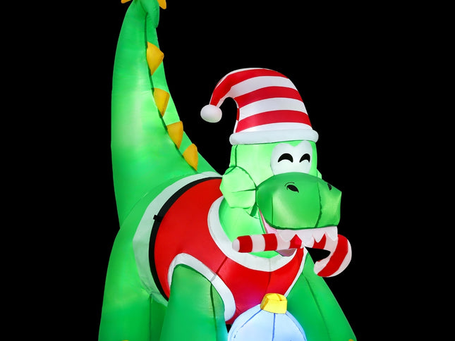 Jingle Jollys Christmas Inflatable Dinosaur 1.86M Height LED Decorations Illuminated