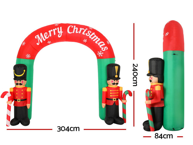 Jingle Jollys Christmas Inflatable Archwary Nutcracker 3M Illuminated Decorations