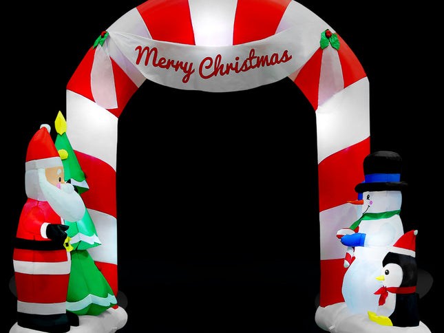 Jingle Jollys Christmas Inflatable Archwary Santa 3M Illuminated Decorations
