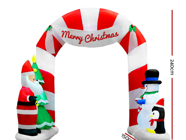 Jingle Jollys Christmas Inflatable Archwary Santa 3M Illuminated Decorations