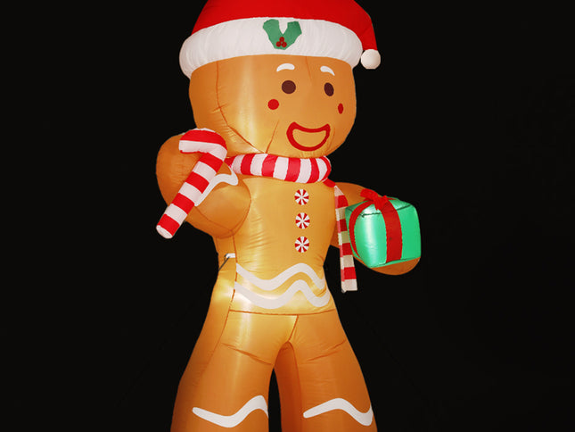 Jingle Jollys Christmas Inflatable Gingerbread Man 2.4M Illuminated Decorations
