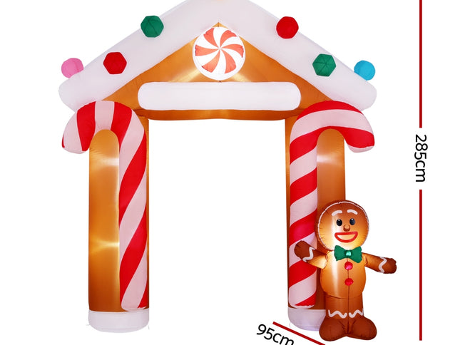 Jingle Jollys Christmas Inflatable Archwary Ginger 2.8M Illuminated Decorations