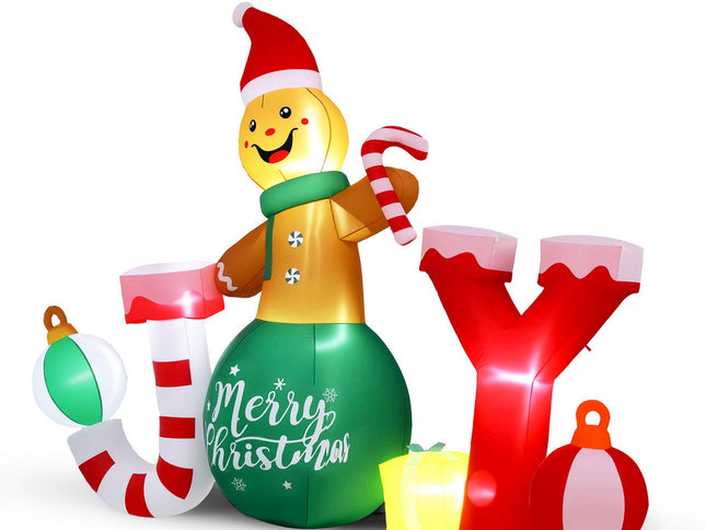 Jingle Jollys Christmas Inflatable Gingerman Joy 3M Long Outdoor Decorations Illuminated