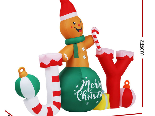 Jingle Jollys Christmas Inflatable Gingerman Joy 3M Long Outdoor Decorations Illuminated