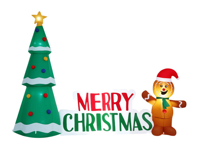 Jingle Jollys Christmas Inflatable Gingerbread Man Tree LED Illuminated Decorations