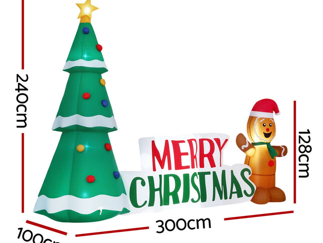 Jingle Jollys Christmas Inflatable Gingerbread Man Tree LED Illuminated Decorations