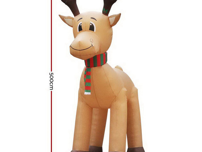 Jingle Jollys Christmas Inflatable Reindeer 5M Illuminated Decorations