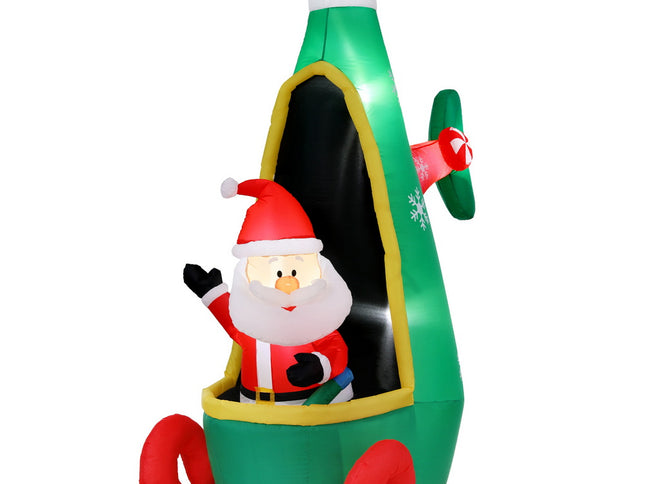 Jingle Jollys Christmas Inflatable Santa in Helicopter 2.55M Height LED Illuminated Decorations