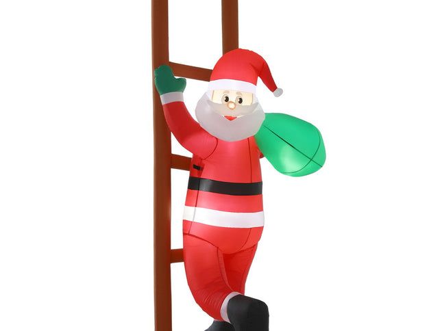 Jingle Jollys Christmas Inflatable Santa Climbing Ladder 2.45M Height LED Decorations Illuminated