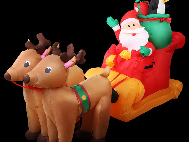 Jingle Jollys Christmas Inflatable Santa Sleigh 2.2M Illuminated Decorations