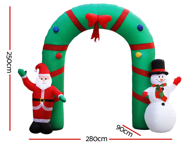 Jingle Jollys Christmas Inflatable Archwary 2.8M Illuminated Decorations